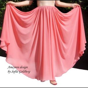 Coral Pink Chiffon Maxi Skirt Full Circle Ameynra design